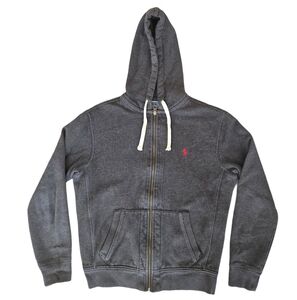 Polo by Ralph Lauren Heavy Weight Signature Dark Charcoal Fleece Zip Up Hoodie